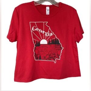 Georgia Red, White, and Black Crop Top (S)